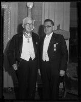 Dr. Adrian Hartog and award recipient William May Garland, Los Angeles, 1933