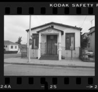 Exterior of converted synagogue, Iglesia Christiana church in Boyle Heights, Los Angeles, 1984