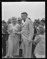 Joan Blondell and Mayor Frank C. Tillson inaugurating new bridge, Burbank, 1935