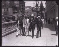 David H. Clark (center) on his way from court during his murder trial, Los, Angeles, 1931