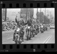 Women bikers in Gay Pride Parade in West Hollywood, Calif., 1986