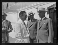 Collector of Customs Cohn and Eloi Amar welcome George Henry Dern, San Pedro, 1934