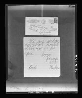 Letter from two Glendale children donating money to the rescue workers who attempted to save Kathy Fiscus, 1949