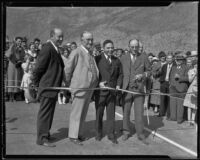 Los Angeles Supervisor Roger Jessup at a new highway ribbon cutting ceremony, Castaic vicinity, 1933