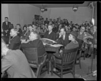 Inquest after the fire at Griffith Park, Los Angeles, 1933