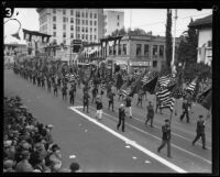 Color guard in the Tournament of Roses Parade, Pasadena, 1928