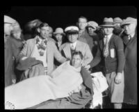 George Young after he swam 22 miles across the Catalina Channel to Point Vicente, Los Angeles, 1927