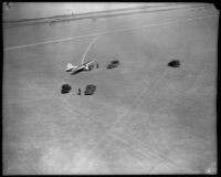 Winnie Mae shortly after landing, Muroc Dry Lake, circa 1935