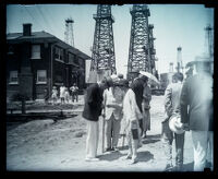 Royal party of Crown Prince Gustav Adolf of Sweden visit oil wells, Signal Hill, 1926