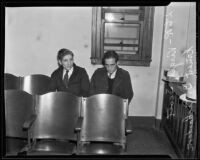 Jewelry thieves Virgil R. Scott and Ernest I. Richardson awaiting trial for burglary, Los Angeles, 1935