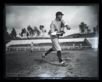 Bud Teachout pitching for Occidental College at Washington Park, Los Angeles, 1925-1927