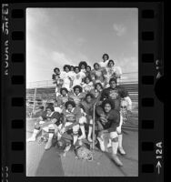 Eight-teen Samoan football players at Carson High School, Calif., 1978