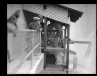 Water release from the Santa Anita Dam, Sierra Madre, 1930s