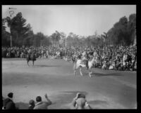 Two equestrian participants in the Tournament of Roses Parade, Pasadena, 1930