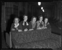 Daughters of the American Revolution Jane Day, Anne Worthington, Mrs. Donald C. Campbell, Mrs. Richard S. Murray, and Amelia Hughes, Los Angeles, 1936