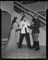 Frances Anne Rafferty, Harold Howard and Dusty Rochlan act in a play, Los Angeles, 1938