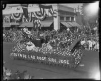 "Fiesta de las Rosa" float in the Tournament of Roses Parade, Pasadena, 1927