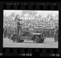 President Richard Nixon and Marine Corps Commandant Leonard F. Chapman Jr. with Marines at Camp Pendleton, Calif., 1971