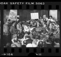 Howard Jarvis speaking to crowd after California Proposition 13 victory, 1978