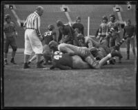 Football game between the UCLA Bruins and the University of Oregon Webfoots at the Coliseum, Los Angeles, 1931