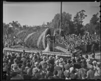 National Orange Show float at the Tournament of Roses Parade, Pasadena, 1936