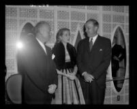 Virgil Pinkley, Grace Kelly, and Philip Chandler, Beverly Hilton, Beverly Hills, 1955