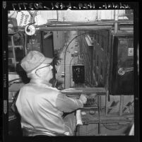 Joseph M. Cooper operates Angels Flight in Los Angeles, Calif., 1960