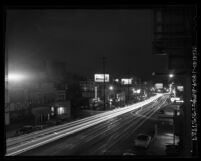 Night scene of the Sunset Strip in Los Angeles, Calif., 1965