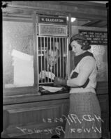 Herbert D. Alfonso collects taxes from Vivien Bremer, Los Angeles County, 1934