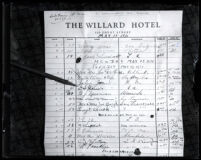 Picture of the Willard Hotel registry, 1931