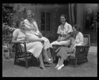 Young women planning party for military officers, Rancho Palos Verdes, 1936