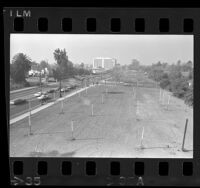 Undeveloped lots along Wilshire Blvd.'s Dead Mile in Los Angeles, Calif., 1971