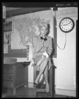 Barbara Payton in court to file for divorce from fourth husband, George Provas, 1958