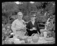 Violet Stevens and Mrs. E. Wardle serve refreshments at Ms. Stevens home, South Pasadena, 1934-1936