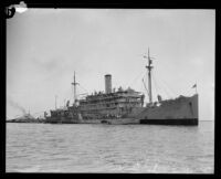 Submarine tender USS Canopus at anchor, San Pedro, 1923