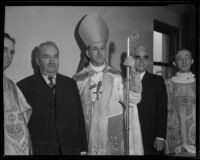 Bishop John J. Cantwell with others, Los Angeles, 1930s