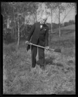 George E. Emmons breaks ground for the Emmons Memorial Hospital at Occidental College, Los Angeles, 1936