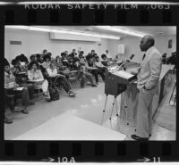 State Senator Nate Holden speaks at West Los Angeles College