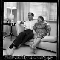 Opera singer Jerome Hines at home with his mother in Los Angeles, Calif., 1965