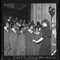 Choir from Jefferson High School sings during Negro History Week, Los Angeles, Calif., 1962