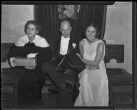 Catherine Van Wart, Mell Haldeman, and Elsy Jane Myrick Black at an event for the Nine o'Clock Players at the Biltmore Theatre, Los Angeles, 1935