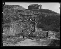 Ruins of home destroyed by the Sunset Canyon fire, Los Angeles, 1927