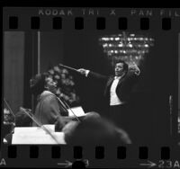 Jessye Norman and Zubin Mehta performing at opening of Los Angeles Philharmonic's 55th season, 1973