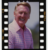 Vin Scully, Dodgers announcer, at Dodgertown in Vero Beach, Florida for Spring Training, 1985