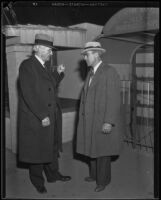 Harry Chandler and Nelson Rounsevell at Grand Central Air Terminal, Glendale, 1930s