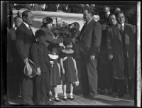 Japanese Consul, Toshito Satow, with his family and Colonel Carlos W. Huntington, Los Angeles, 1929