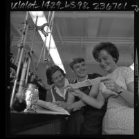 Three women engineering students studying at UCLA, 1967