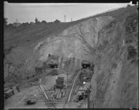 Southernmost of the four Figueroa Street Tunnels under construction, Los Angeles, 1935