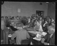 Aimee Semple McPherson and Ma Kennedy appear in court, Los Angeles, circa 1926