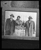 Gordon Northcott showing crime scene to Undersherrif Rayburn and Deputy Brown, Riverside County, 1929